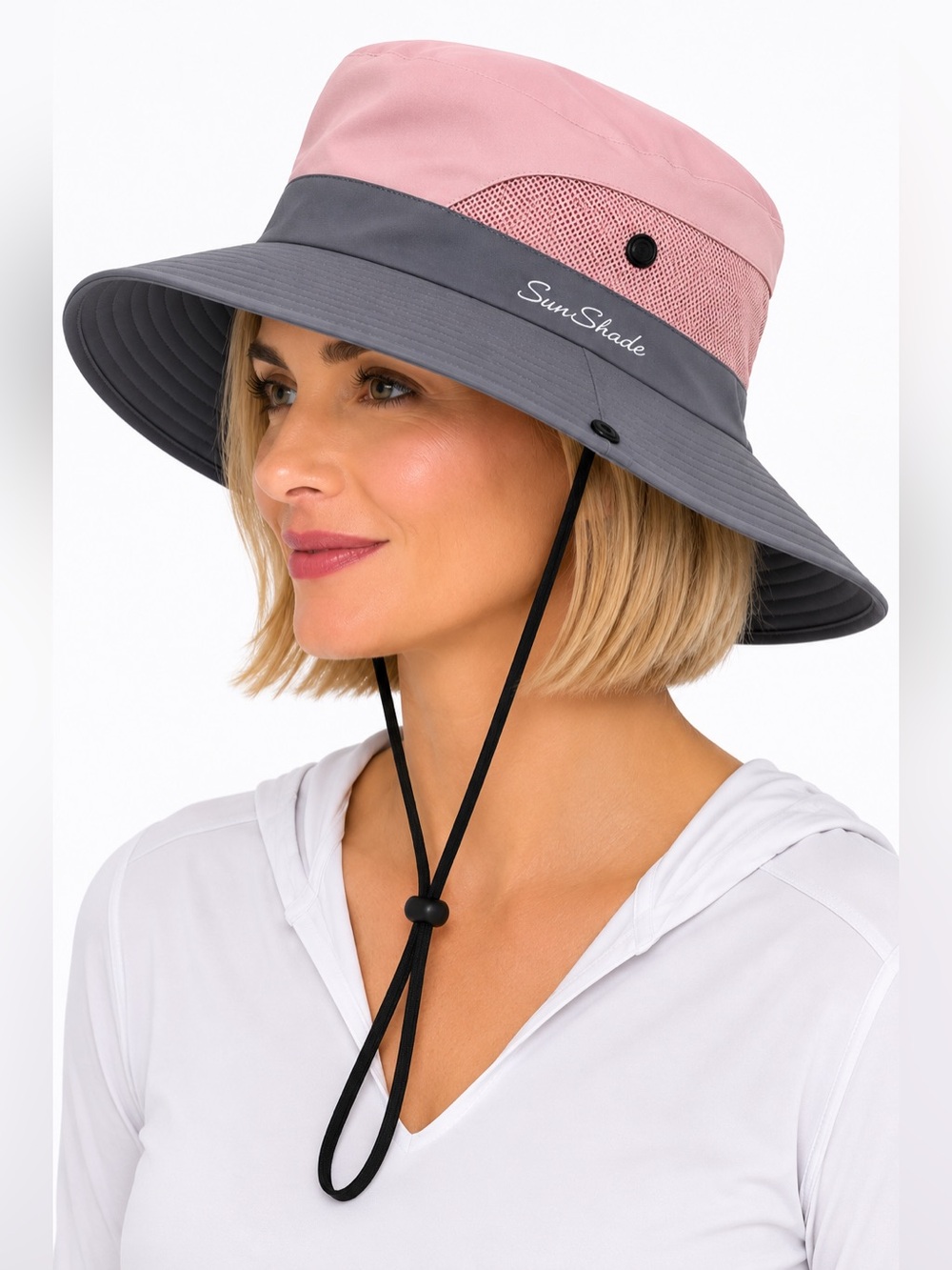 NEW Foldable Wide Brim Sun Hat | UPF UV Protection | Ponytail Opening | Pink